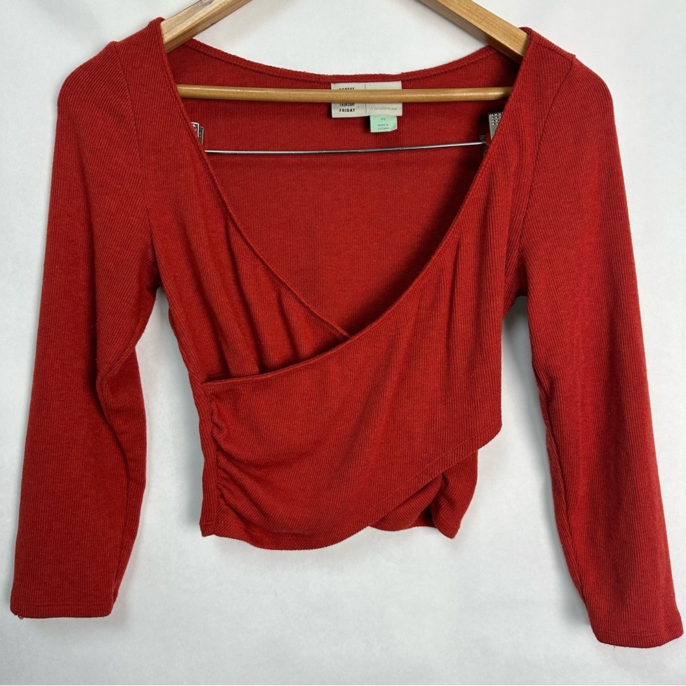Saturday Sunday by Anthropologie Faux Wrap Long Sleeve Balletcore